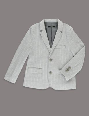 Cotton Rich Supercrease&trade; Striped Blazer with Linen &#40;1-7 Years&#41;